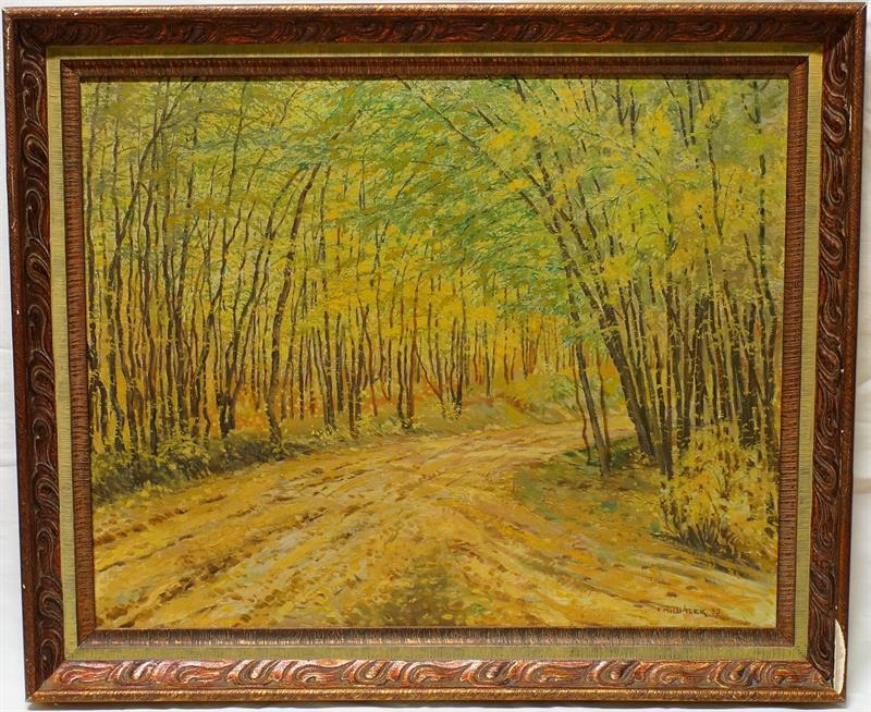 Impresionistická olejomalba Lesní interiér F. MICHÁLEK 1937