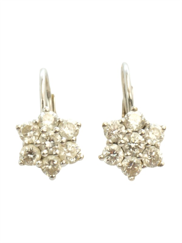 Zlaté náušnice s brilianty - kytičky