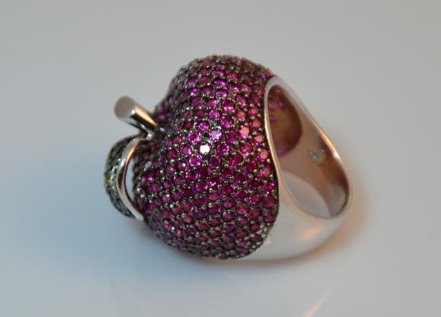 STŘÍBRNÝ PRSTEN  JABLKO - TURMALÍNY