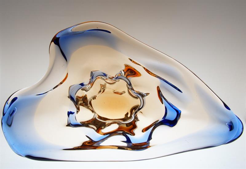 Veliká mísa z hutního skla soubor NIAGARA Fr. ZEMEK Mstišov