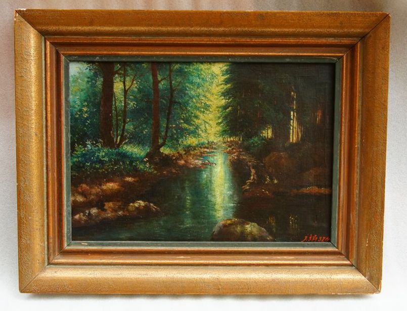 "Lesní interiér" J. ŠŤASTNÝ, olejomalba na plátně