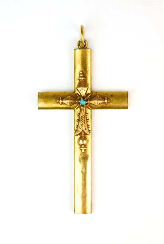 Stříbrný křížek s tyrkysem