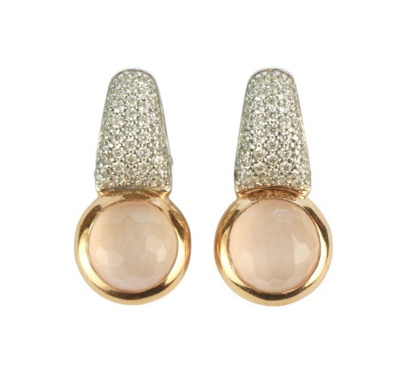 Náušnice s růženínem a kubickou zirkonií