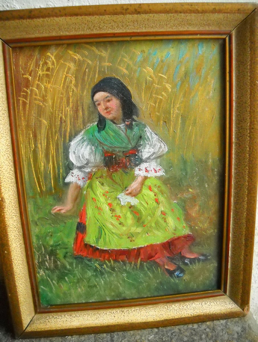 obrázek, Krojované děvče v obilí, J.Jáchym *1874