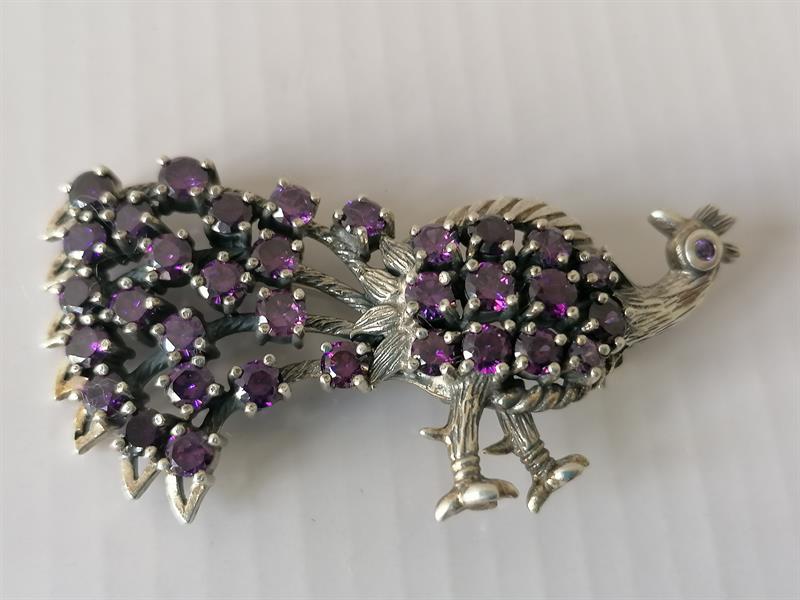 Stříbrná brož - Páv