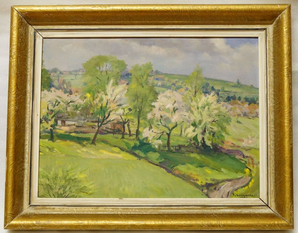 Rozkvetlá stráň - Čestmír SUCHARDA, olej na kartonu 1950