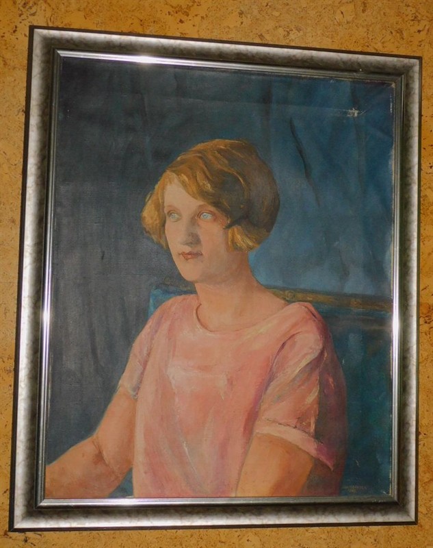 Jan RAMBOUSEK - Dívka v růžovém, olej 1933