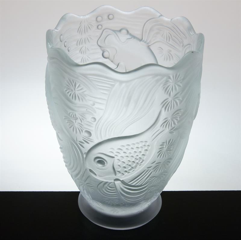 Váza ve stylu ART - DECO dekor "MOŘE" matované sklo BAROLAC