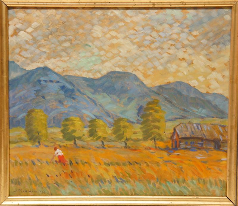 Horská krajina s políčkem Beskydy - Jiří MIKULA 1951 olej