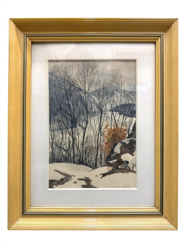 Imro Weiner Kráľ, Zimní krajina, akvarel