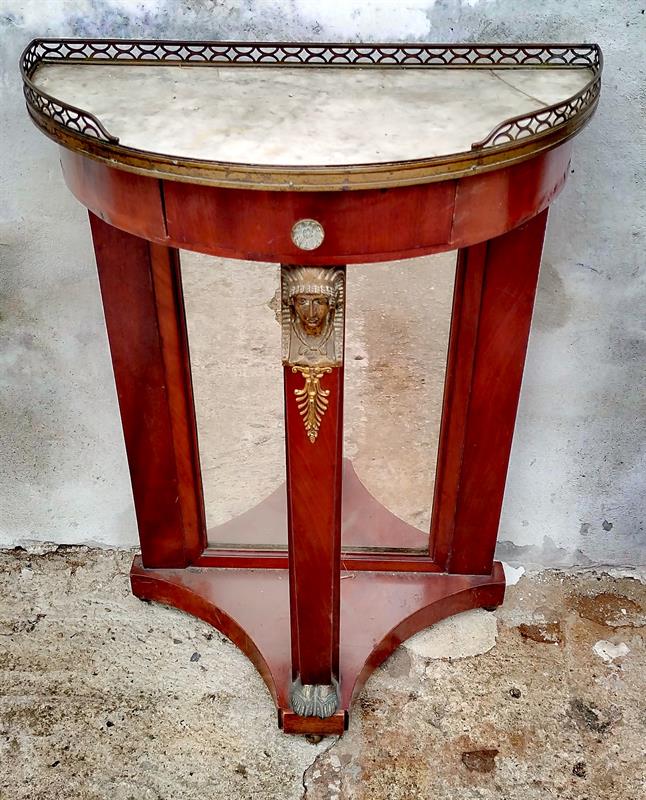 Empírový konzolový stolek šedý mramor