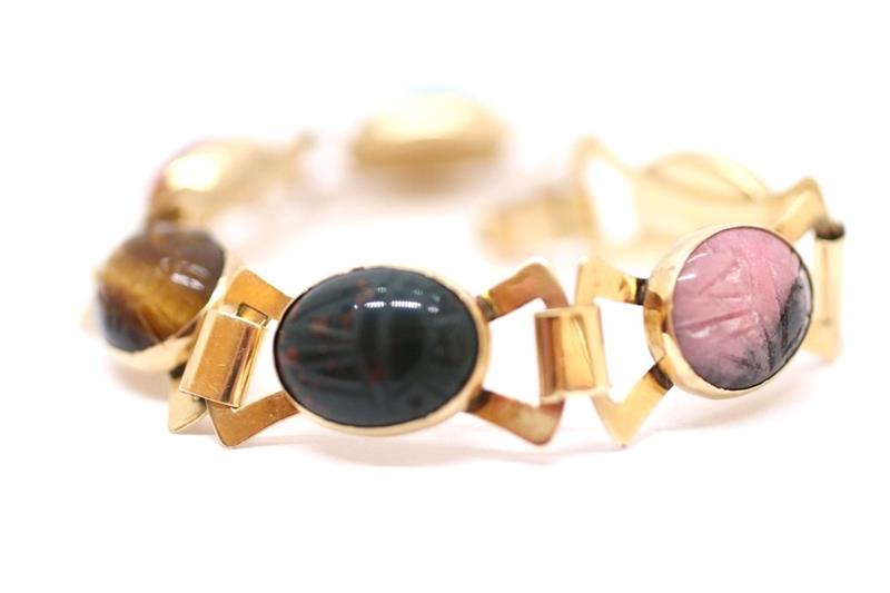 Zlatý náramek s přírodními kameny