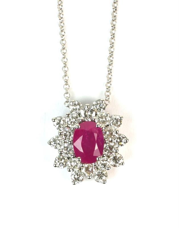 Náhrdelník s rubínem a brilianty 1,05 ct