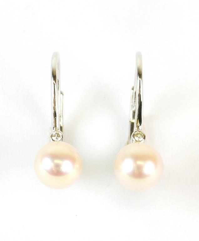 Zlaté náušnice s perlami a brilianty