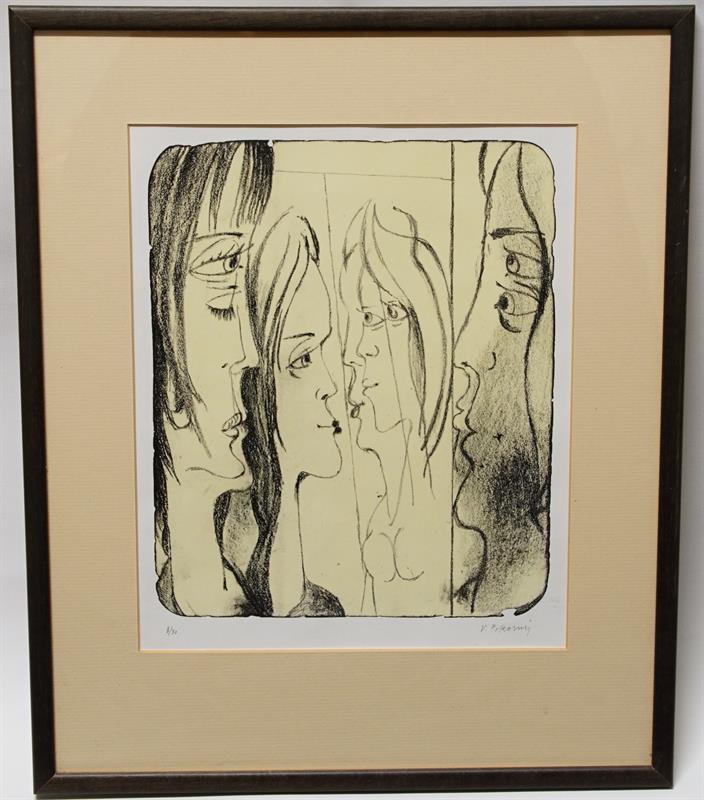 Hlavy dívek - Václav POKORNÝ litografie 8/30