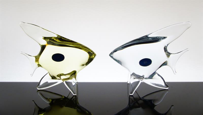 Pár ryb v odstínu Citrín a čiré sklo - Miloslav JANKŮ ŽBS