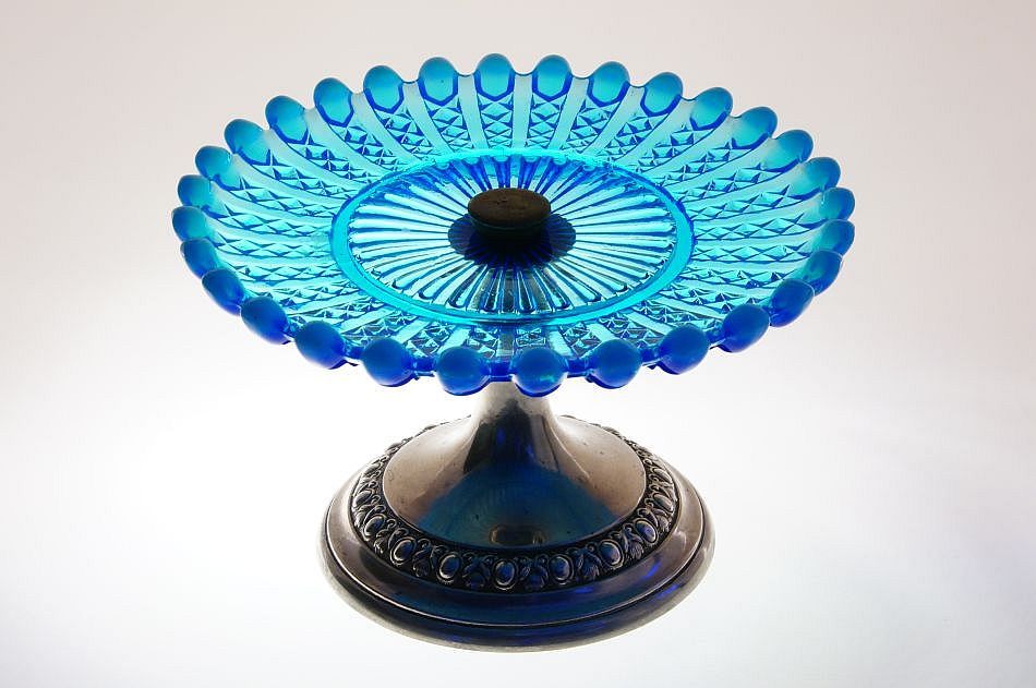 Jedinečný secesní z akvamarinového a opálového skla