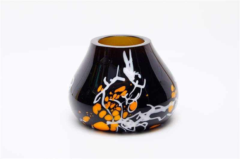 Ojedinělá váza z hutního skla Vladislav URBAN VÚUS Nový Bor