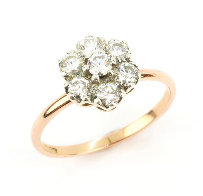 Zlatý prsten s brilianty - kytička