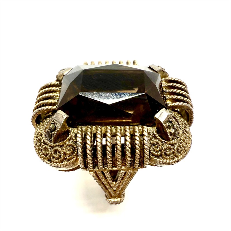 Stříbrný prsten s kouřovým topazem - Theodor Fahrner