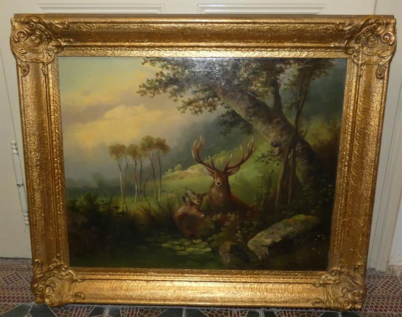 Obraz krajina s jelenem Skála Valentin (1843 - 1891)