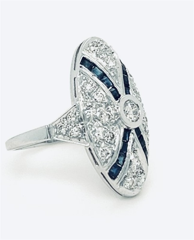 Briliantový prsten se safíry