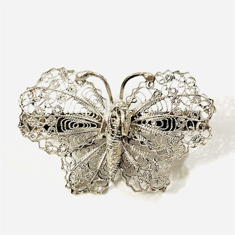 Stříbrná starožitná filigránová brož "motýl"