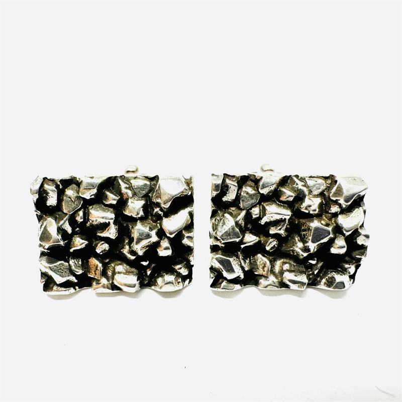 Originální brutalistní stříbrné manžetové knoflíčky
