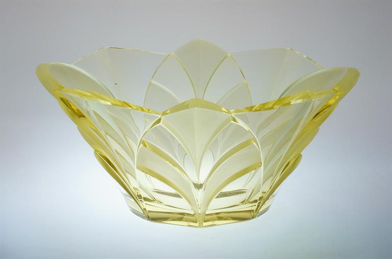 Velká ART - DECO žardiniera citrínové sklo Rudolf HLOUŠE