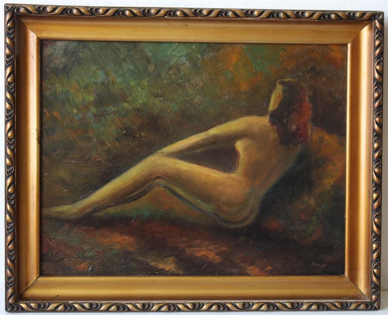 Jan Benda - Ležící dívčí akt - Olej