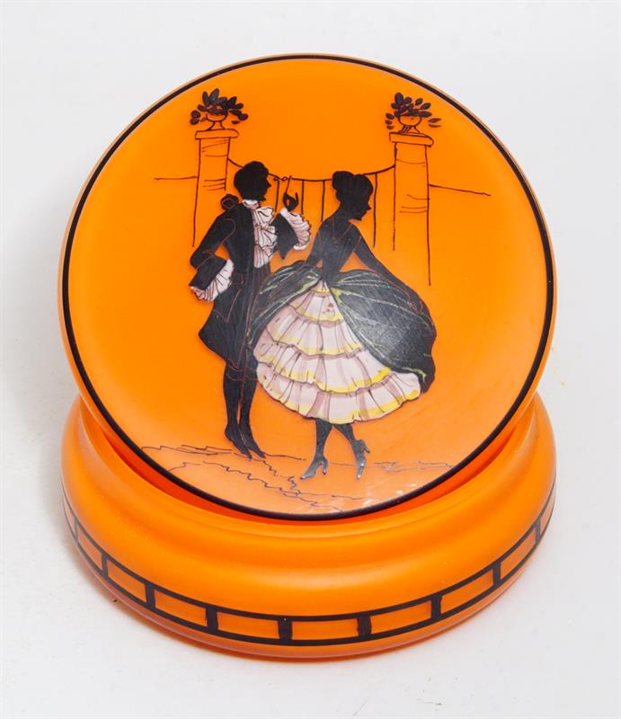 Dóza Tango sklo - Rokoková galantní scéna, malba švarclot