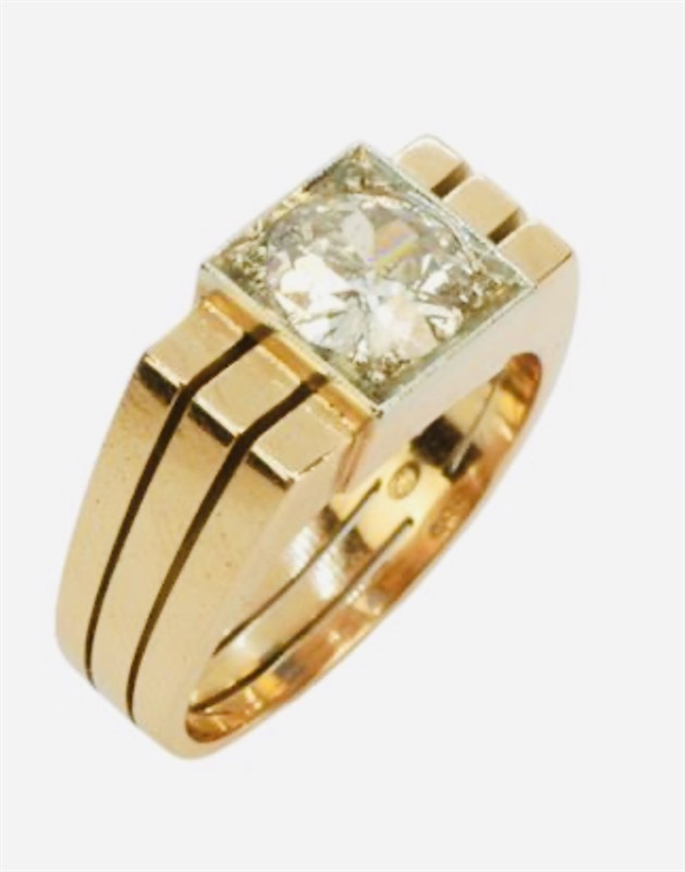 ArtDeco zlatý prsten s briliantem 1.25ct