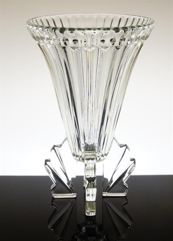 Art - Deco váza z čirého skla R. SCHRÖTER sklárna J. Inwald