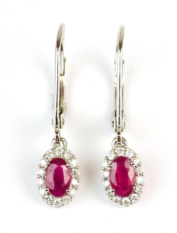 Zlaté náušnice s rubíny a diamanty