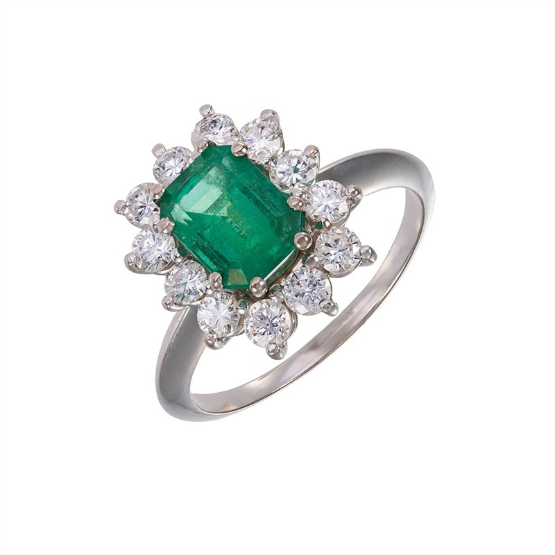 Zlatý prsten s přírodním smaragdem a přírodními