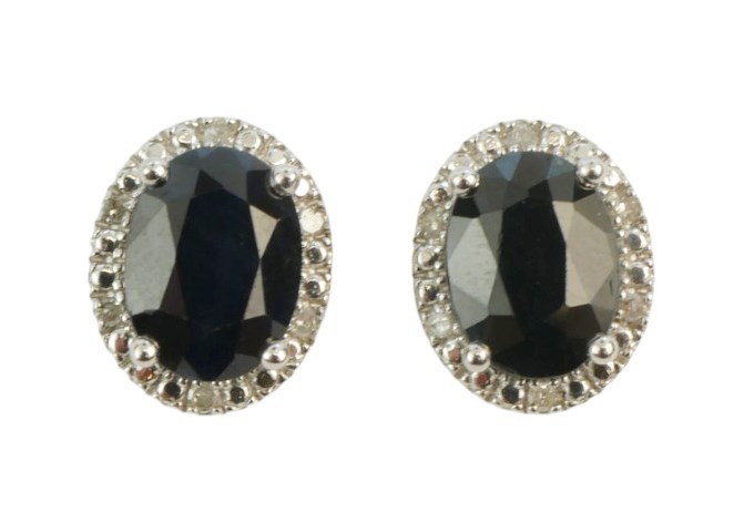 Zlaté náušnice se safíty a diamanty