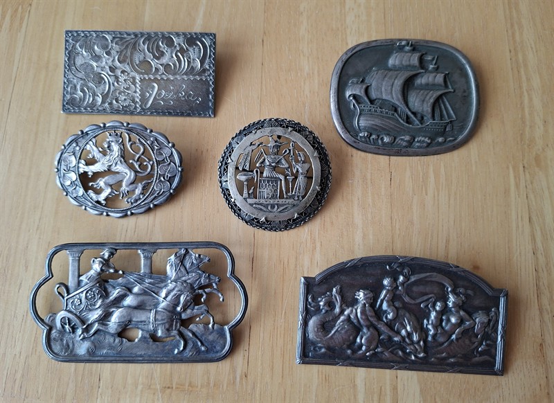 6 ks Brož stříbro puncováno