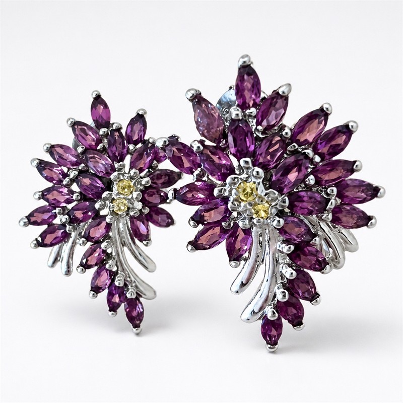 Náušnice s rhodolity  stříbro