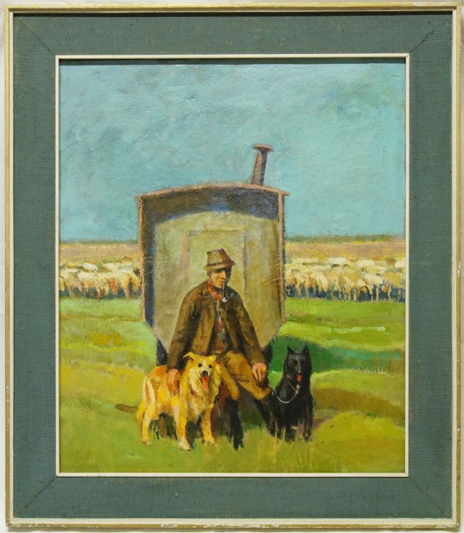 Bača se psy, olejomalba na plátně nesign.