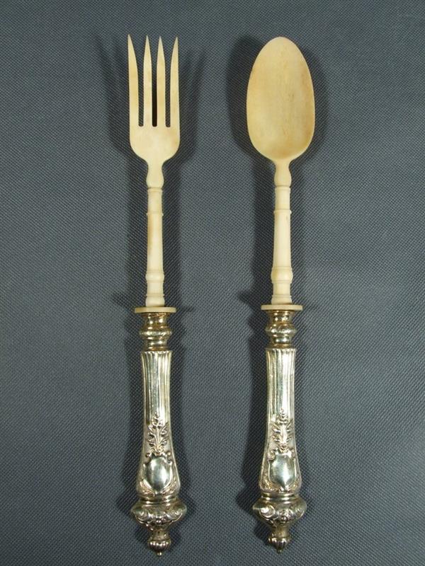 Stříbrný,překládací příbor s kostí, 800/1000,104,21g,1866-1921, 28,5cm