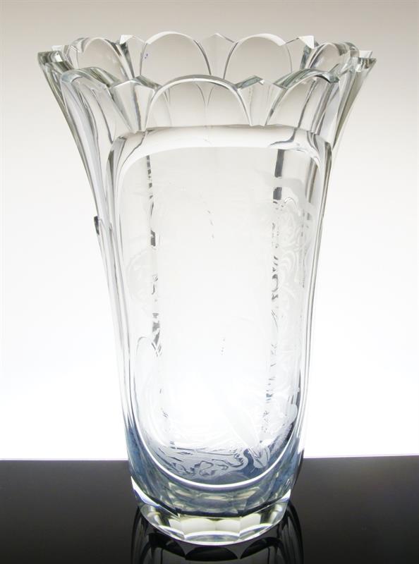 Tanečnice s vějířem - Art Deco velká fazetově broušená váza