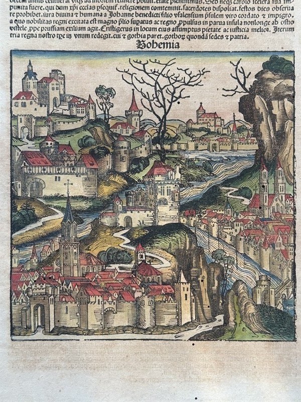 Čechy-Praha-Bohemia rytina z roku 1493 originál!!!