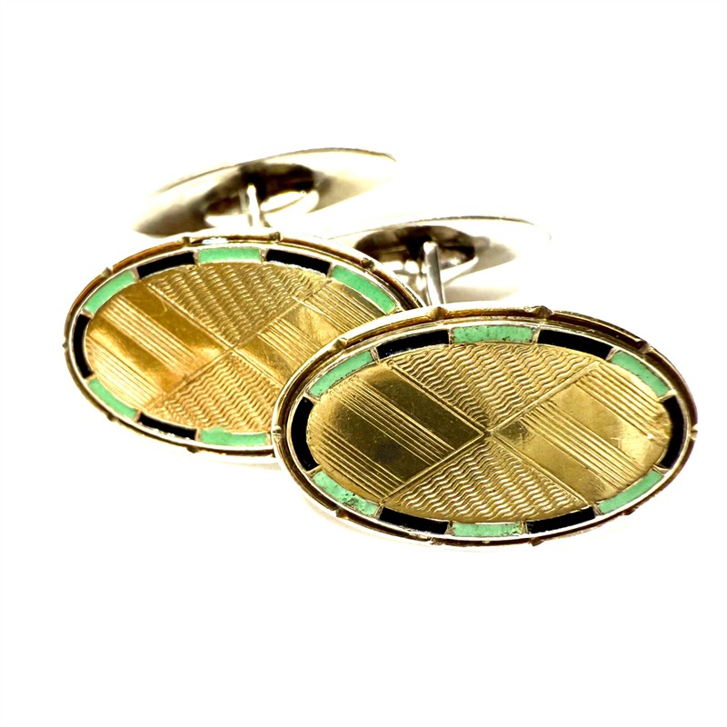 Stříbrné pozlacené Art deco manžetové knoflíčky