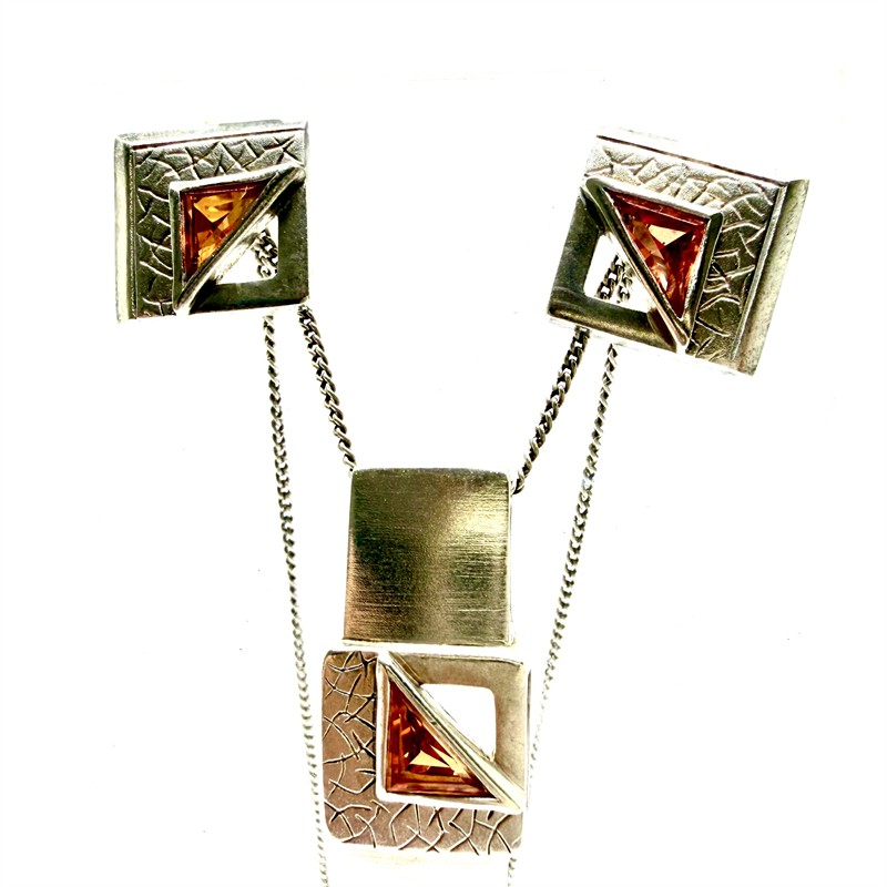 Set originálních stříbrných šperků - náhrdelník a náušnice