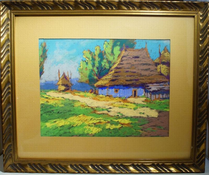 Ladislav DOBRÝ - Modrá chalupa s doškovou střechou 1930