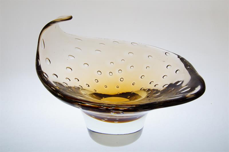 Mísa - VLNA topasové a čiré sklo Milan METELÁK Harrachov