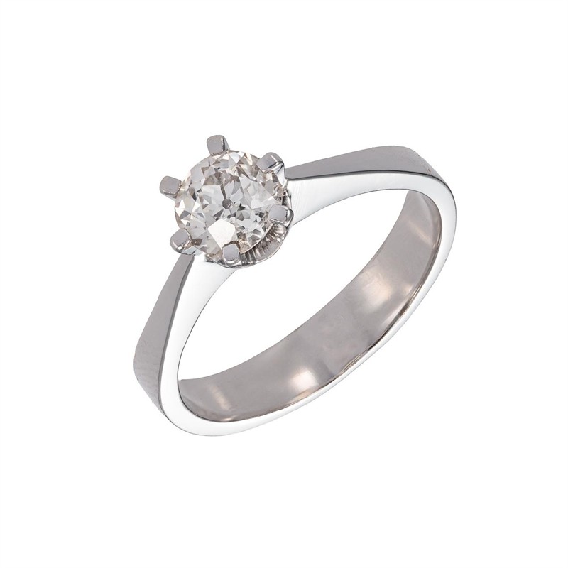 Diamantový solitérní prsten z bílého zlata 0,98 ct – certif