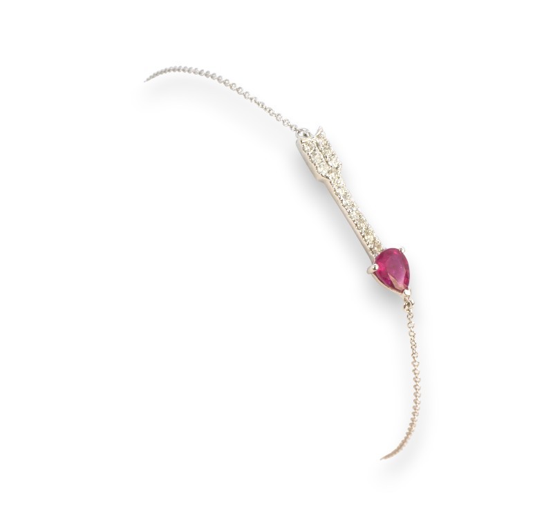 Zlatý náramek s rubínem a diamanty