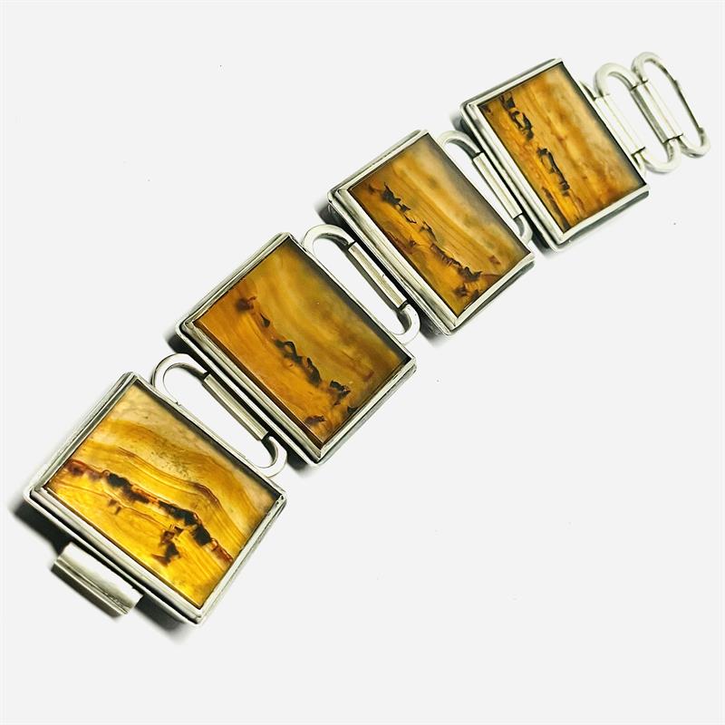 Originální stříbrný náramek s krajinými acháty