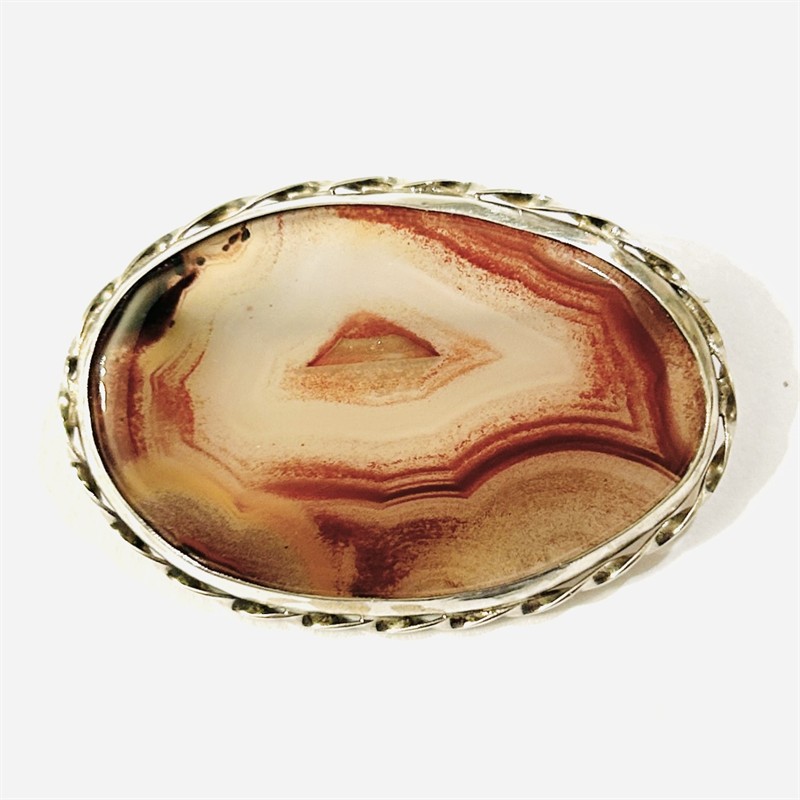 Stříbrná brož s achátem